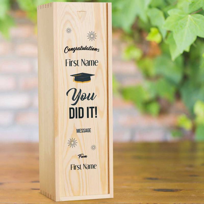 Graduation - Personalised Wooden Single Wine Box