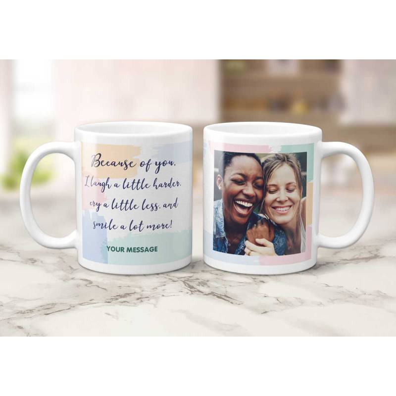 Because Of You Any Photo And Message - Personalised Mug