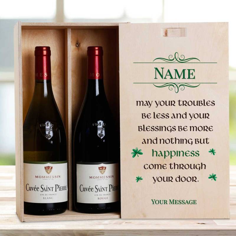 Irish Blessing Any Message - Personalised Wooden Double Wine Box