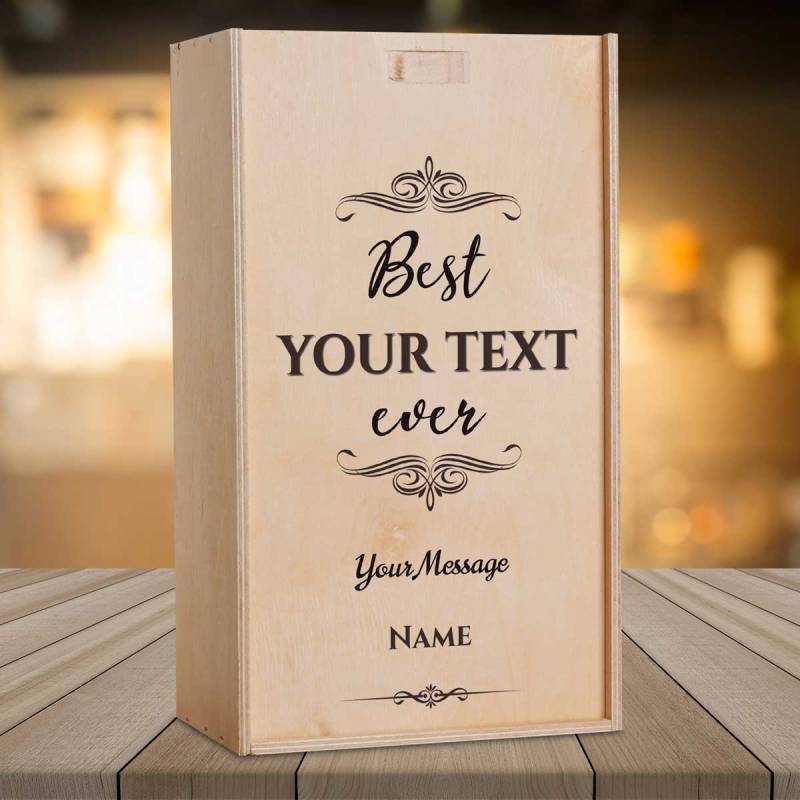 Best Any Title Ever Black - Personalised Wooden Double Wine Box