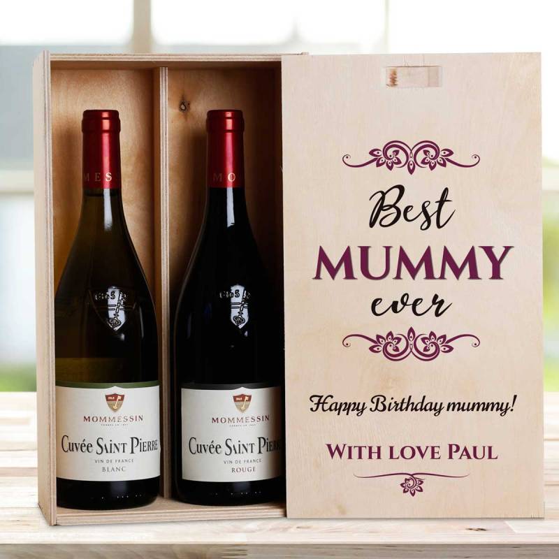 Best Any Title Ever Burgundy - Personalised Wooden Double Wine Box