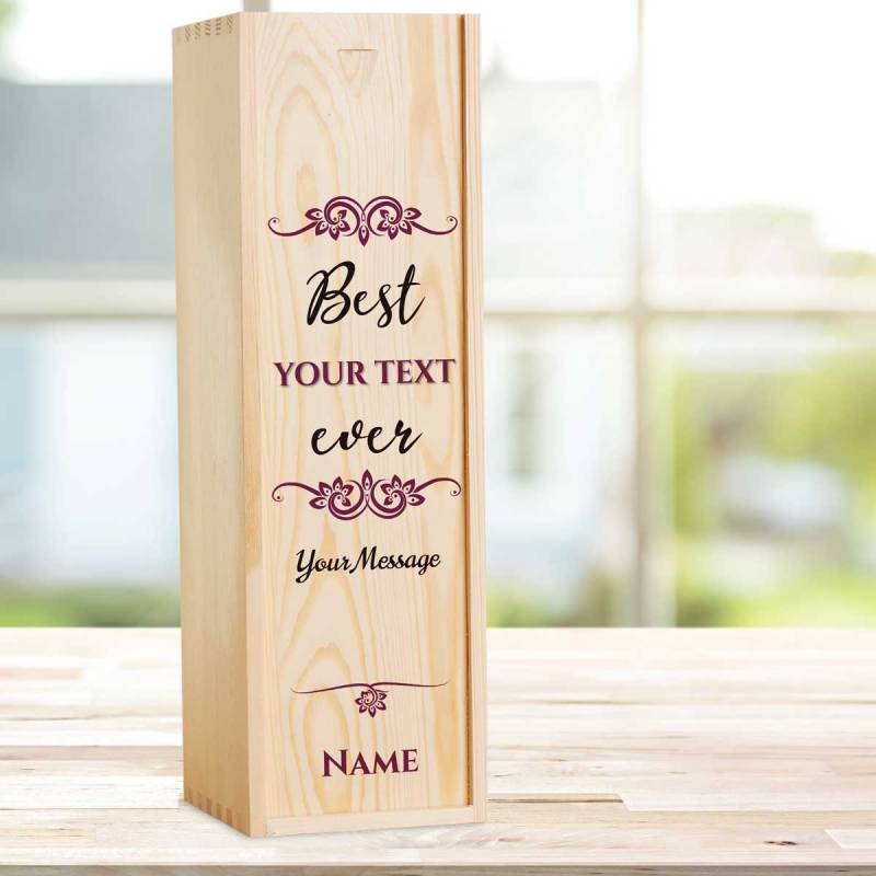 Best Any Title Ever Burgundy - Personalised Single Champagne Box