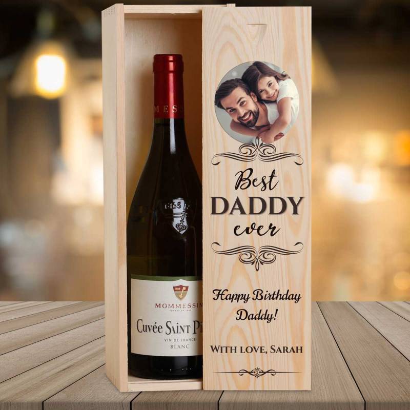 Any Photo Best Any Title Ever Black - Personalised Wooden Single Wine Box