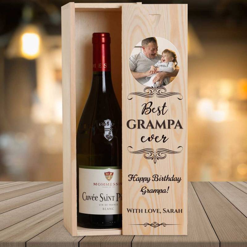 Any Photo Best Any Title Ever Black - Personalised Wooden Single Wine Box