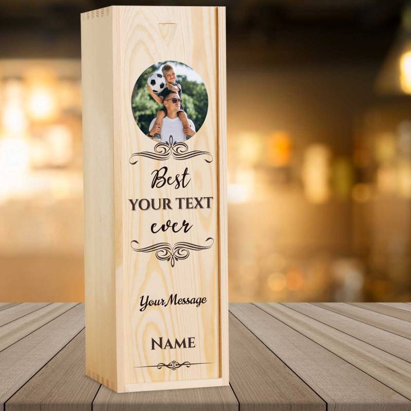 Any Photo Best Any Title Ever Black - Personalised Wooden Single Wine Box