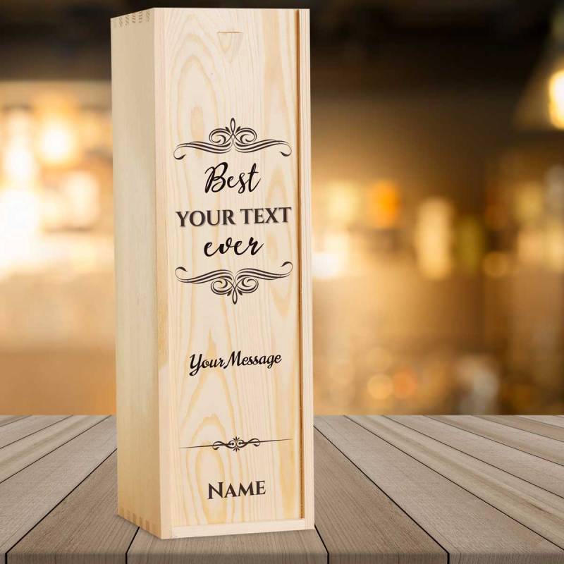 Best Any Title Ever Black - Personalised Wooden Single Wine Box