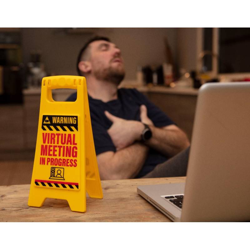 Desk Warning Sign - Virtual Meeting