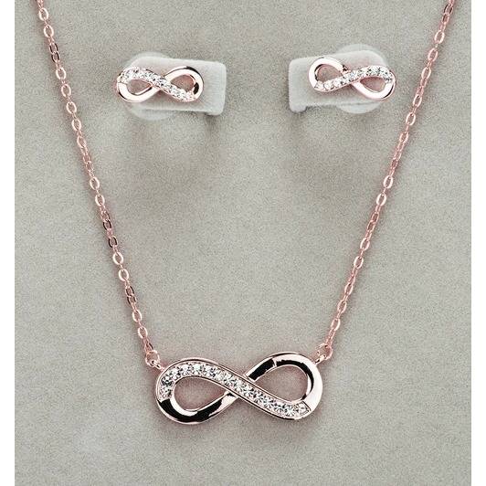 Rose Gold Infinity Necklace & Earrings Set - Newgrange Living