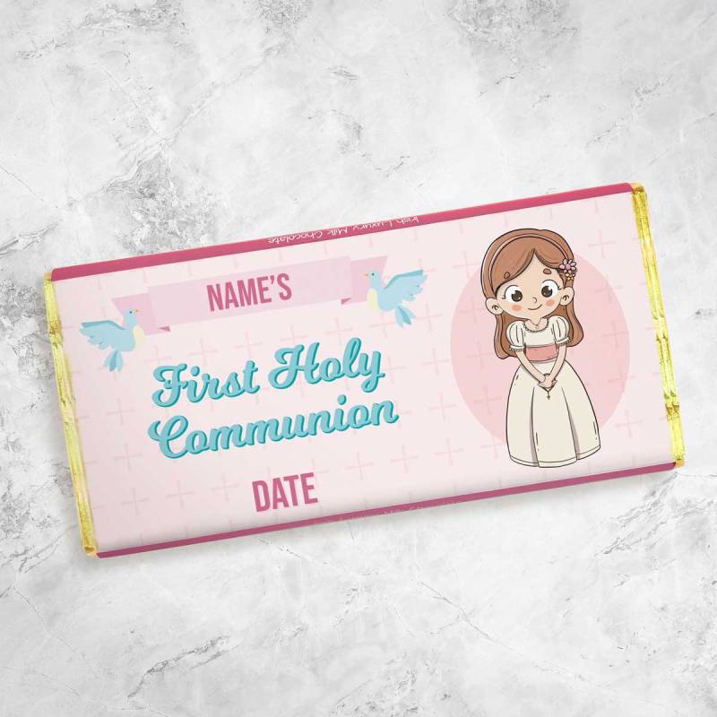 Name's First Holy Communion Girl Personalised Chocolate Bar