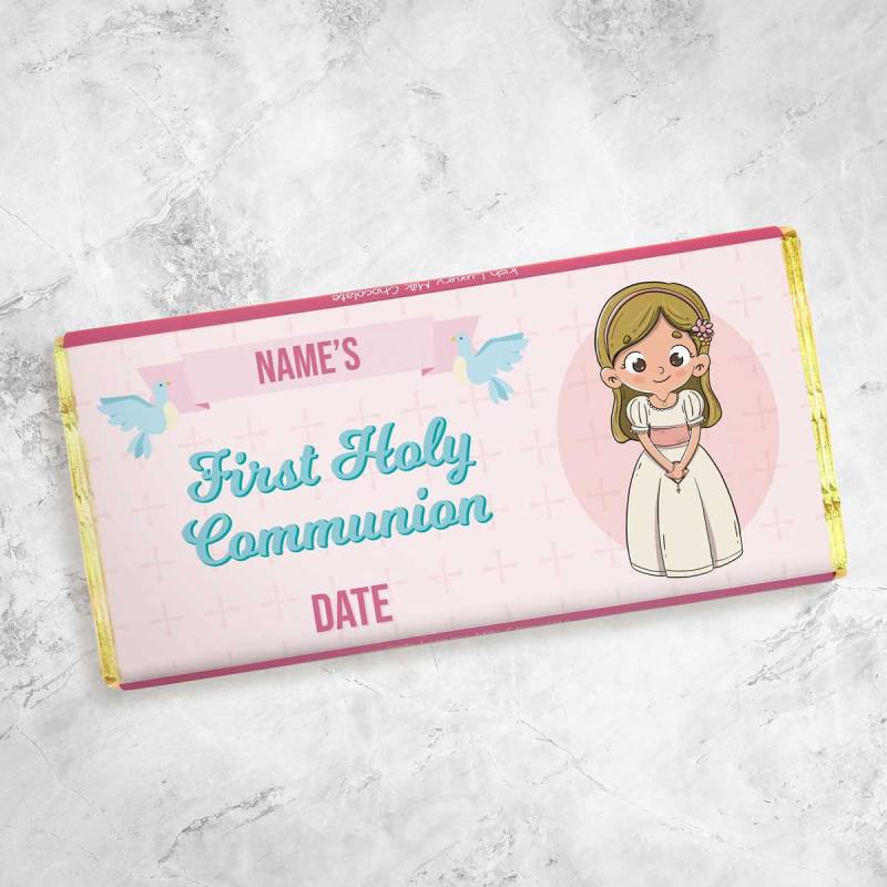 Name's First Holy Communion Girl Personalised Chocolate Bar