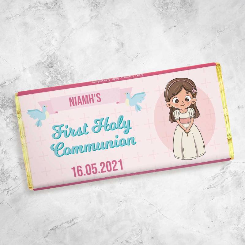 Name's First Holy Communion Girl Personalised Chocolate Bar