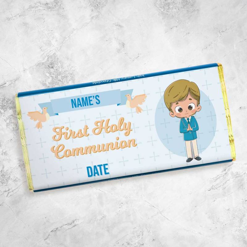 Name's First Holy Communion Boy Personalised Chocolate Bar