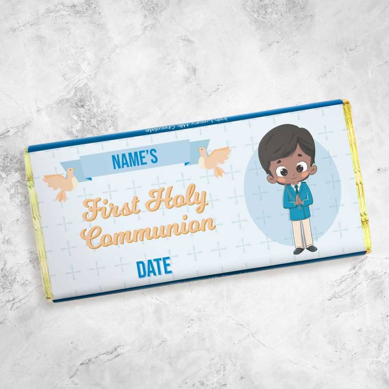 Name's First Holy Communion Boy Personalised Chocolate Bar