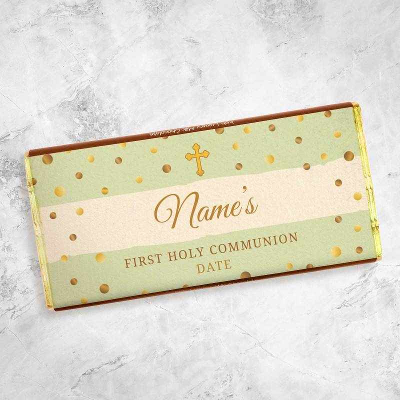 Name's First Holy Communion Confetti Colours Personalised Chocolate Bar