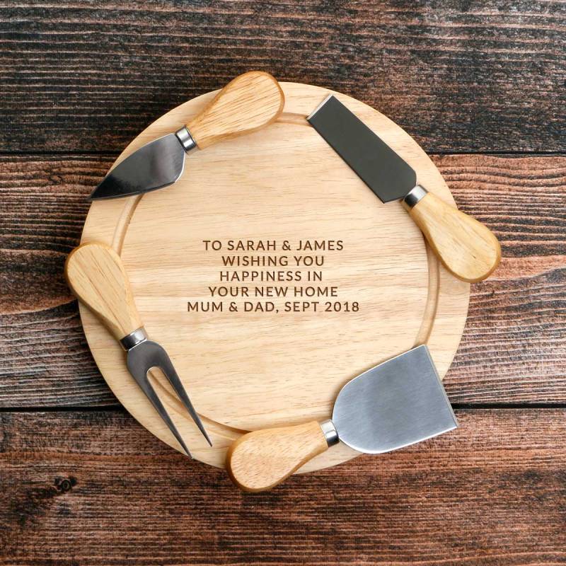 Any Text Engraved Circular Cheeseboard