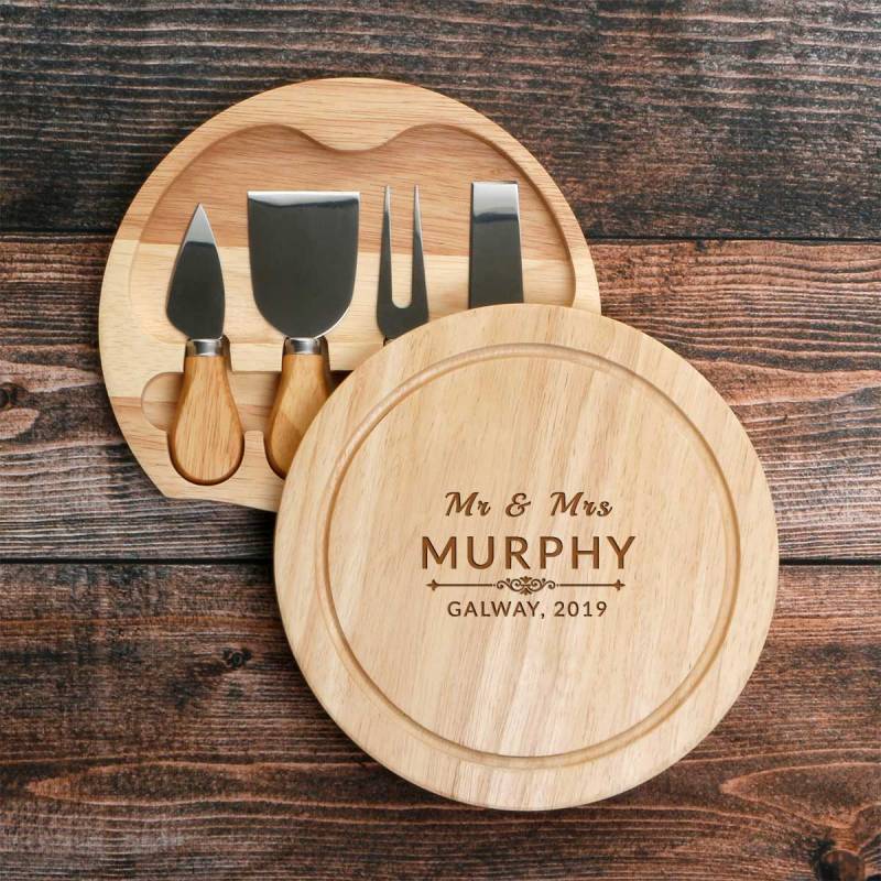 Mr & Mrs Engraved Circular Cheeseboard