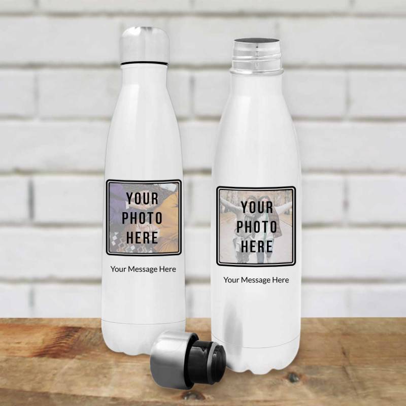 Any Photo And Message - White Personalised Bottle / Flask