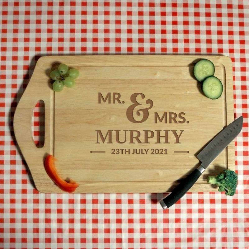 Couple's Surname And Date - Engraved Chopping Board