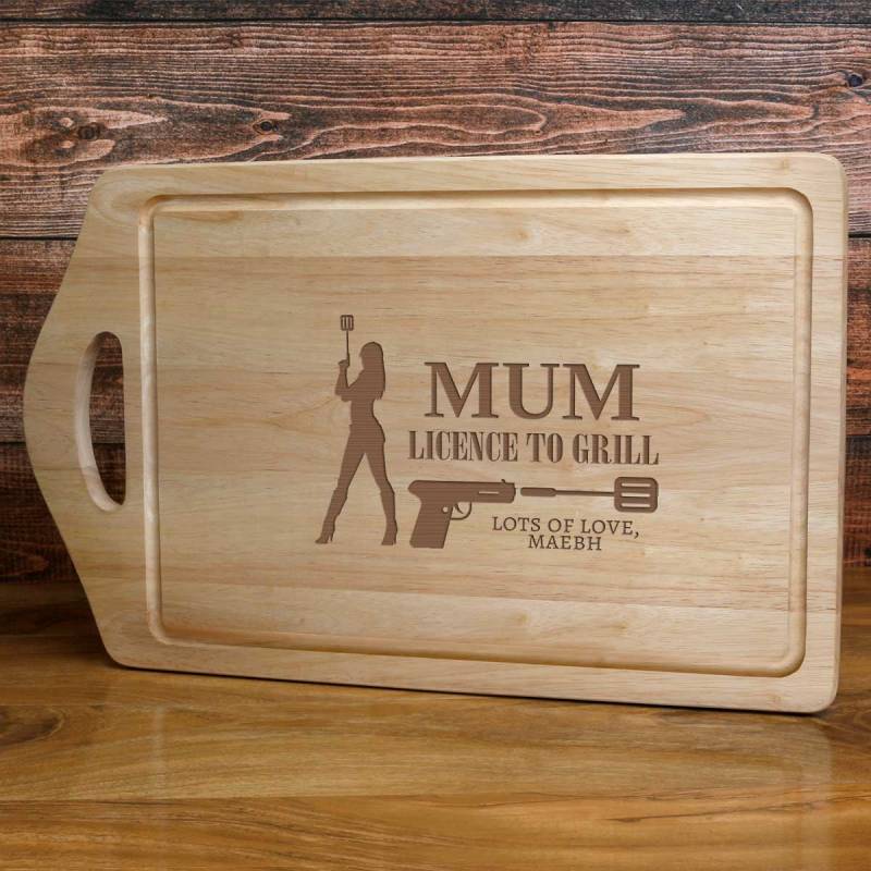 Name's Licence To Grill - Engraved Chopping Board