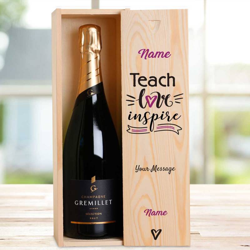 Teach Love Inspire Any Name And Message - Personalised Single Champagne Box