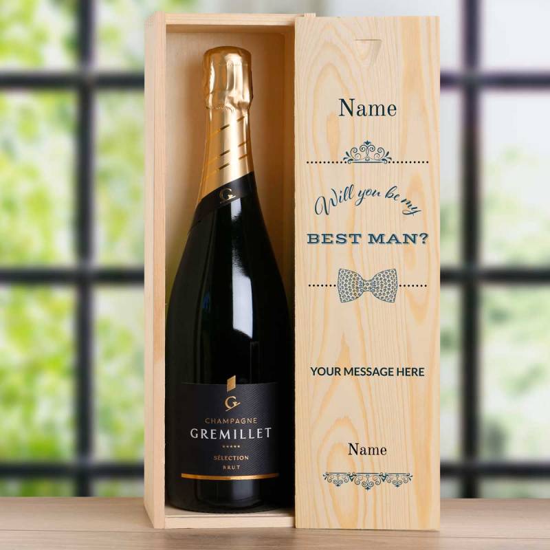 Will You Be My Best Man? Tie Design - Personalised Single Champagne Box