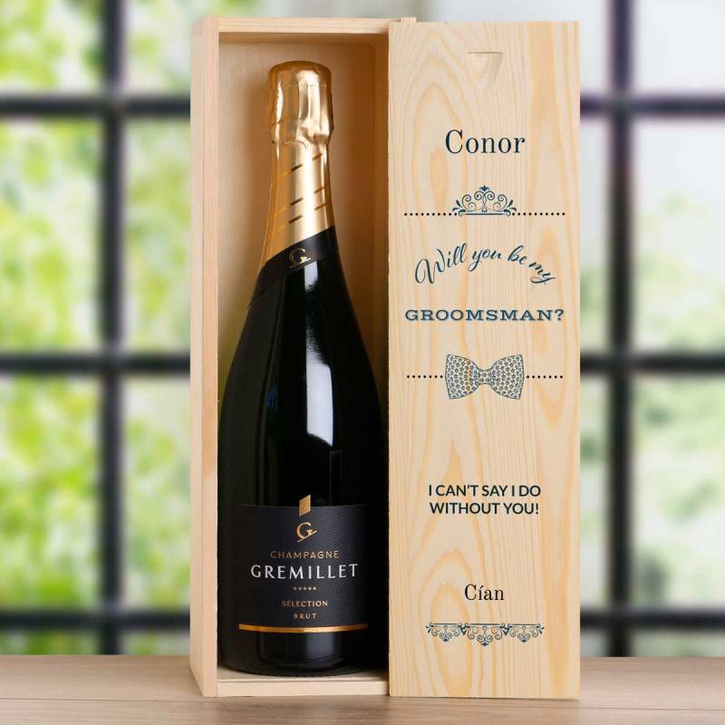 Will You Be My Best Man? Tie Design - Personalised Single Champagne Box