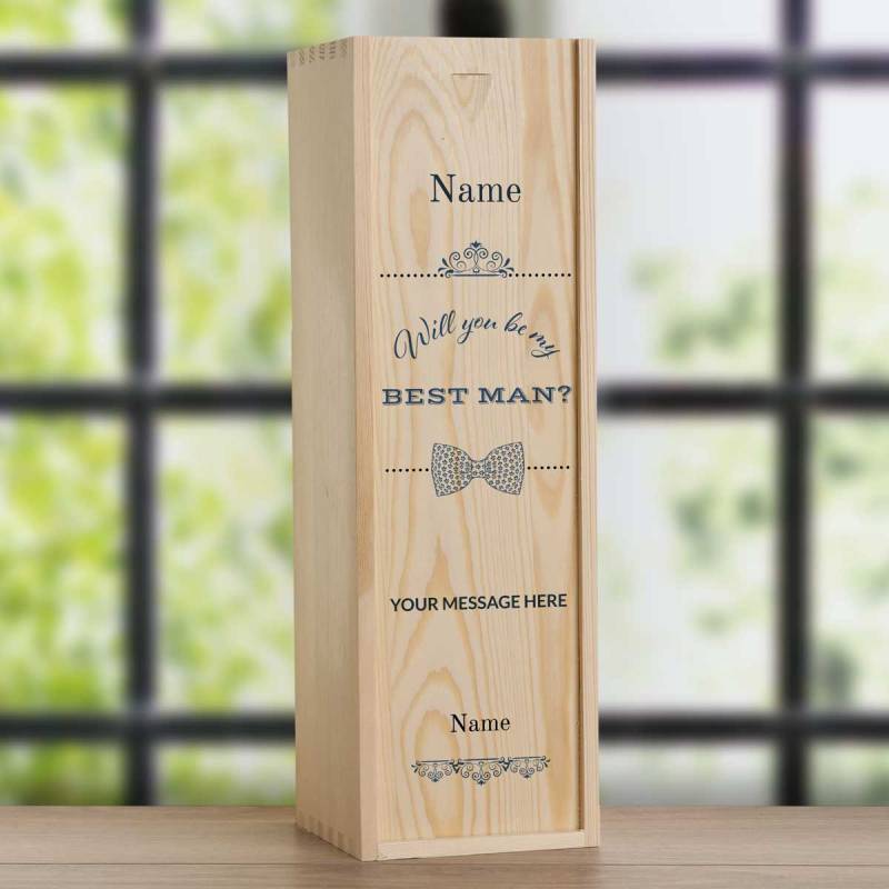 Will You Be My Best Man? Tie Design - Personalised Single Champagne Box