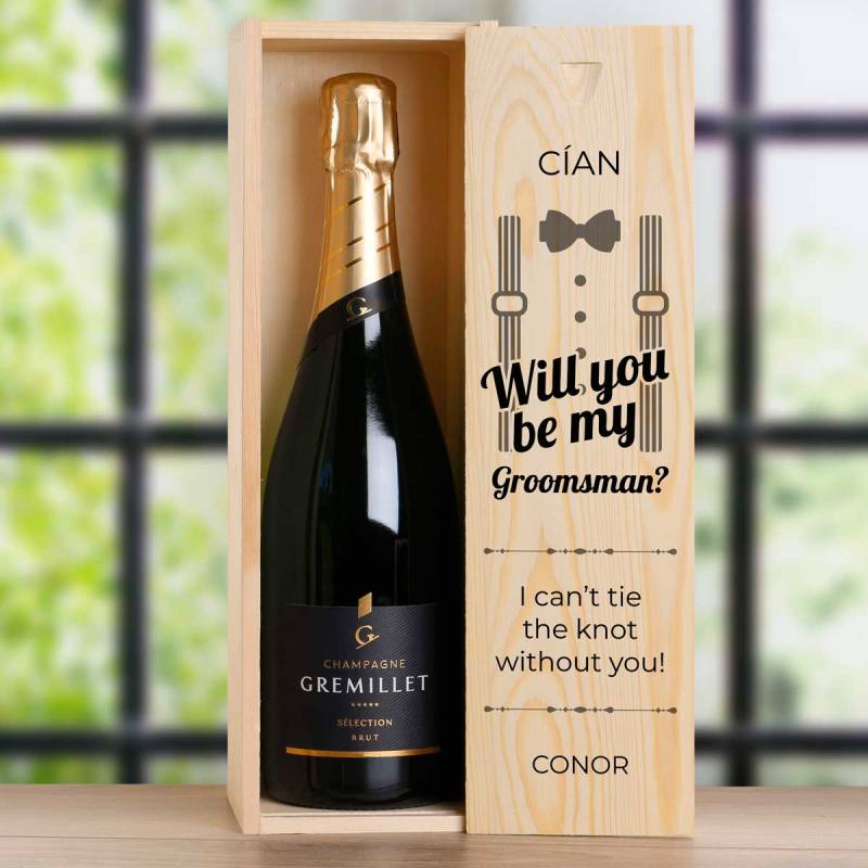 Will You Be My Best Man? Suit - Personalised Single Champagne Box