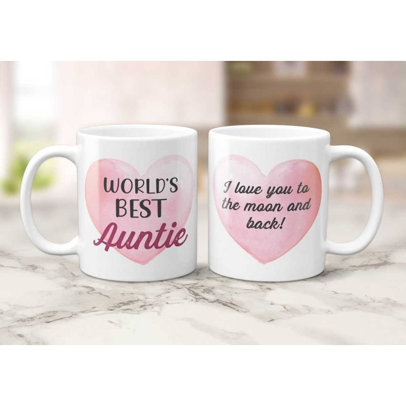 World's Best Any Title And Message Watercolour Pink Heart - Personalised Mug