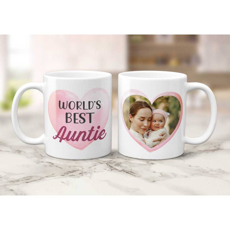 World's Best Any Title And Photo Pink Watercolour Heart - Personalised Mug