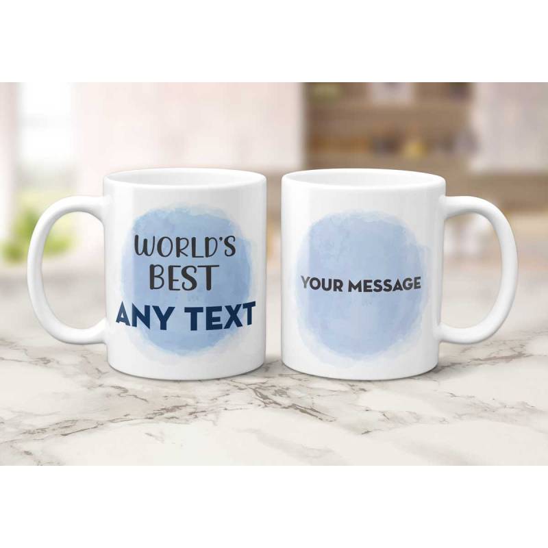 World's Best Any Title And Message Blue Watercolour - Personalised Mug