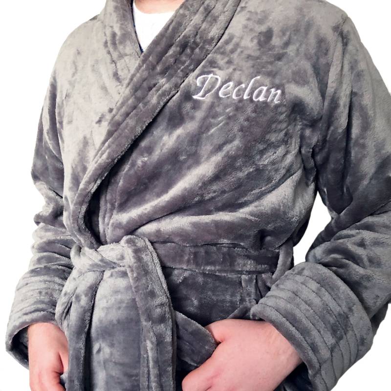 Embroidered Bathrobe - Grey