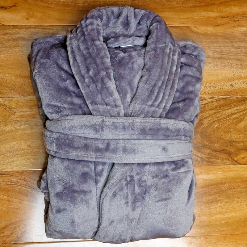 Embroidered Bathrobe - Grey