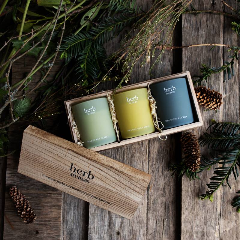 Herb Dublin Wood Box Trio Candles - Winter Walks