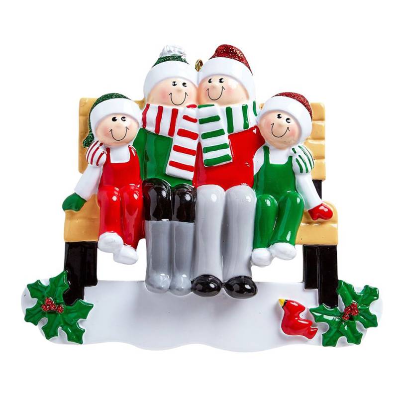 Personalised Christmas Ornament - Park Bench Family