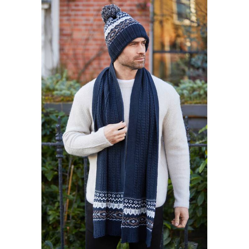 Gent's Fair Isle Hat & Scarf Set