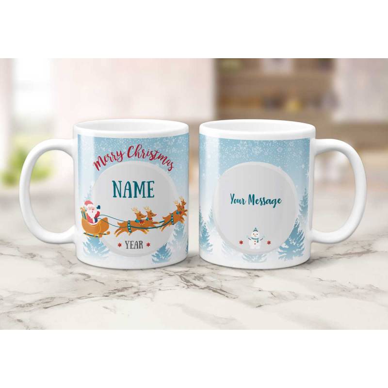 Any Name And Message Santa Sleigh - Personalised Mug