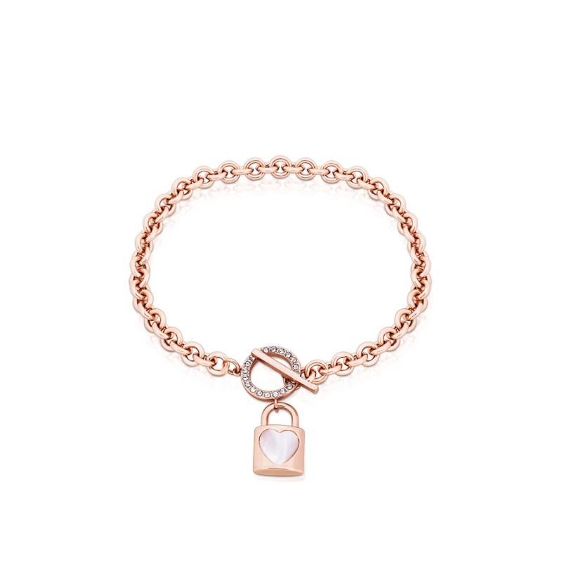 Romi Rose Gold Heart Padlock Bar Bracelet