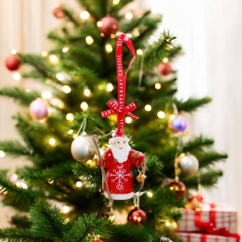 Tipperary Porcelain Santa With Staff Christmas Decoration