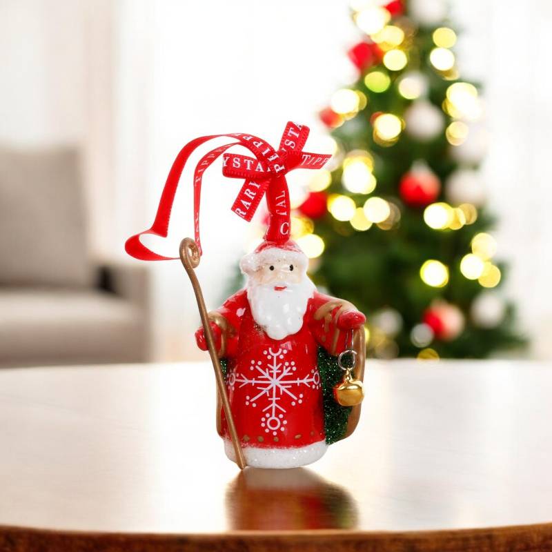 Tipperary Porcelain Santa With Staff Christmas Decoration