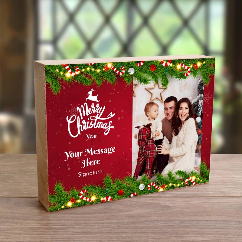 Merry Christmas Any Message And Photo - Wooden Photo Blocks