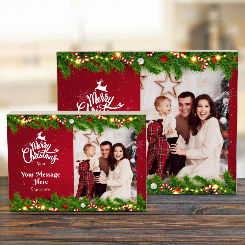 Merry Christmas Any Message And Photo - Wooden Photo Blocks