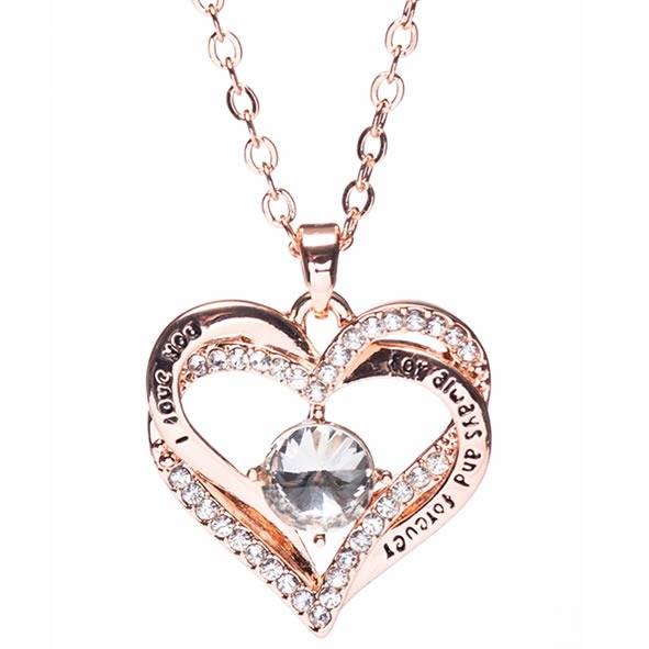 Rose Gold Heart With Stone Pendant - Newgrange Living