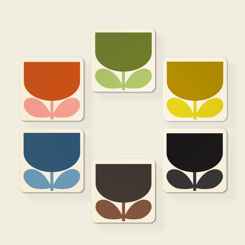 Orla Kiely Set of 6 Coasters Block Flower