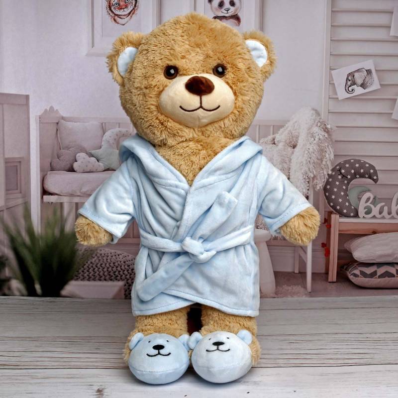 Plush Bear In Slippers & Hooded Robe - Personalised