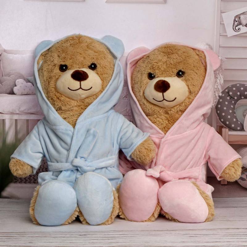 Plush Bear In Slippers & Hooded Robe - Personalised