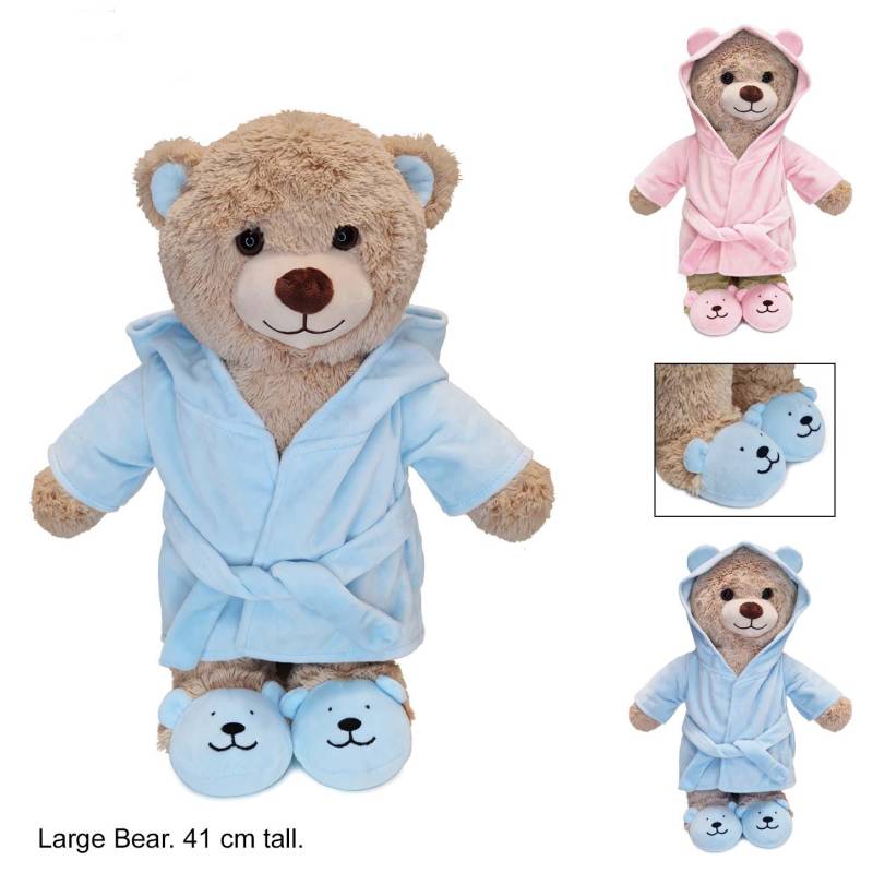 Plush Bear In Slippers & Hooded Robe - Personalised