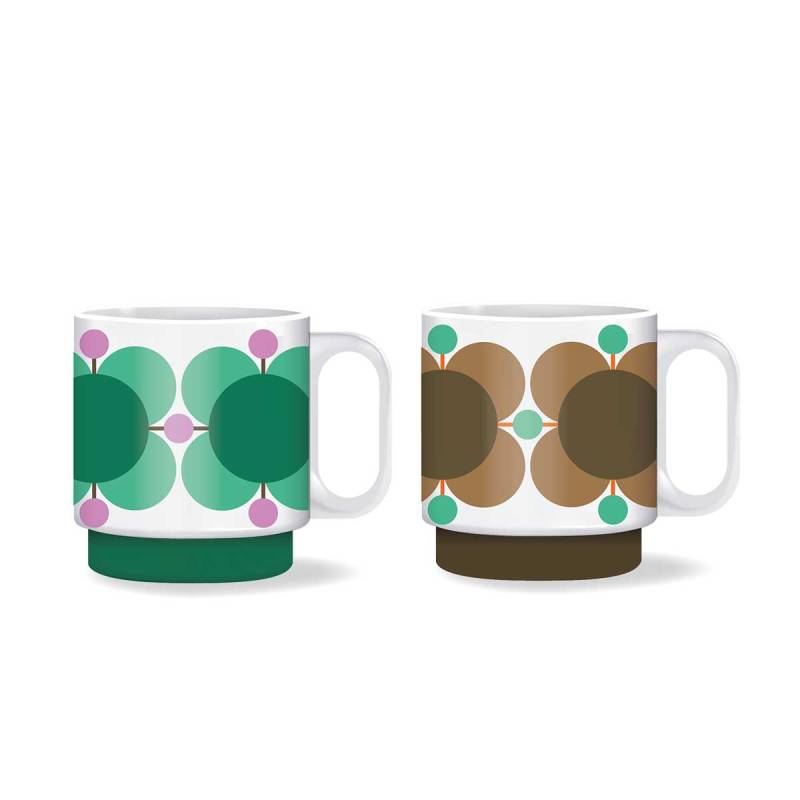 Orla Kiely Atomic Flower Jewel Set of 2 Latte Mugs