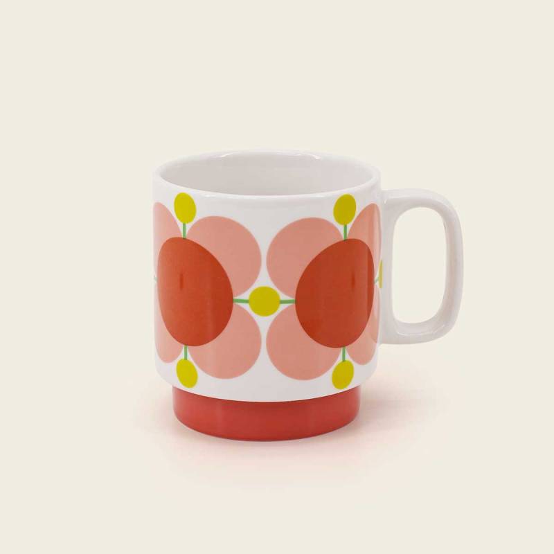 Orla Kiely Atomic Flower Bubblegum/Basil Set of 2 Mugs