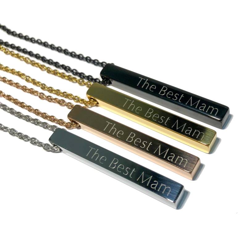 The Best Mam - Personalised 3D Bar Necklace